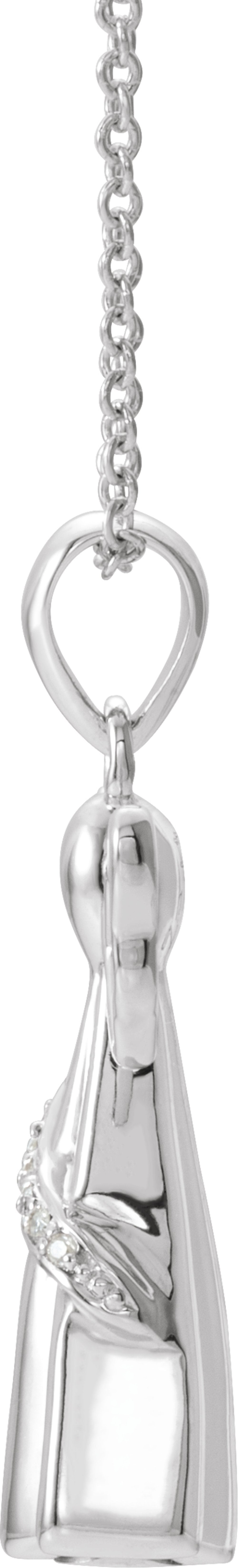 Sterling Silver Imitation White Cubic Zirconia Angel Ash Holder 18" Necklace 