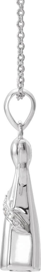 Sterling Silver Imitation White Cubic Zirconia Angel Ash Holder 18" Necklace 