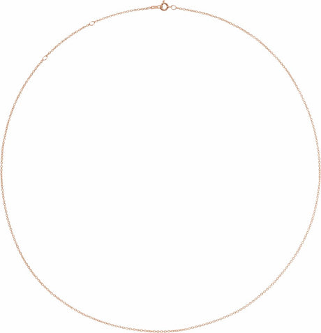 18K Rose Gold 1 mm Cable 18" Chain