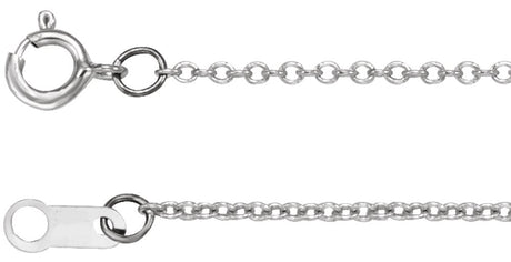 14K White Gold 1 mm Cable 20" Chain