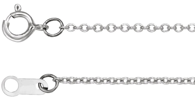 10K White Gold 1 mm Cable 20" Chain