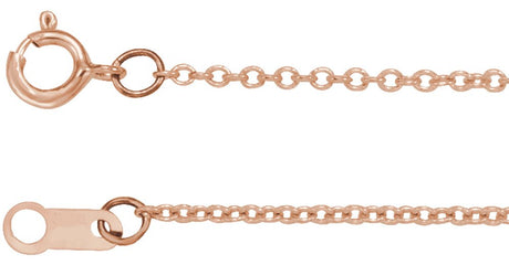 10K Rose Gold 1 mm Cable 18" Chain