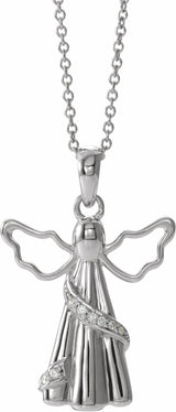 Sterling Silver Imitation White Cubic Zirconia Angel Ash Holder 18" Necklace 
