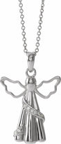 Sterling Silver Imitation White Cubic Zirconia Angel Ash Holder 18" Necklace 