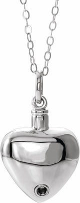 Sterling Silver Heart Ash Holder 18" Necklace