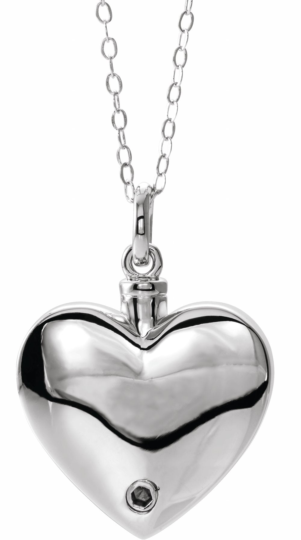 Sterling Silver Mom Heart Ash Holder 18" Necklace