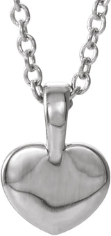 Sterling Silver .01 CT Natural Diamond Youth Heart 16" Necklace