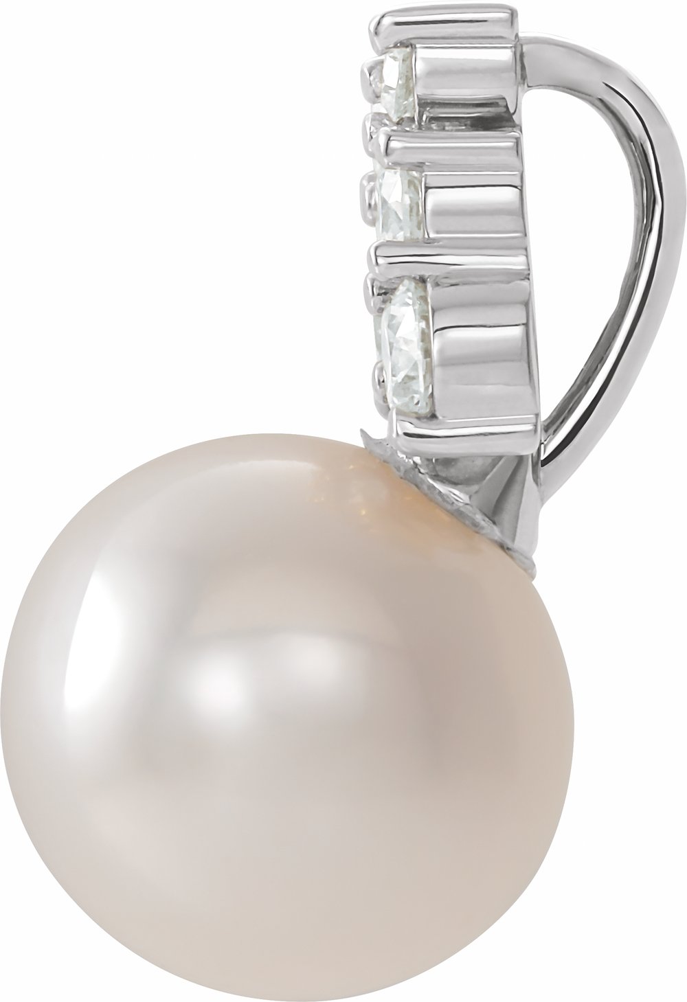 14K White Cultured White Freshwater Pearl & 1/4 CTW Natural Diamond Pendant