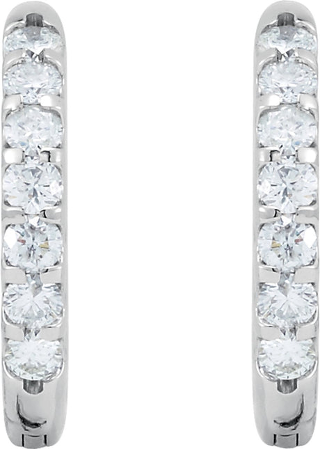 14K White Gold 1 1/8 CTW Natural Diamond Inside-Outside Hinged 18.5 mm Hoop Earrings