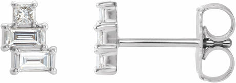 14K White Gold 1/4 CTW Natural Diamond Geometric Cluster Earrings  
