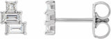 14K White Gold 1/4 CTW Natural Diamond Geometric Cluster Earrings  