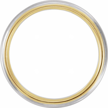 14K Yellow & White 6 mm Half Round Band with Milgrain  Size 6