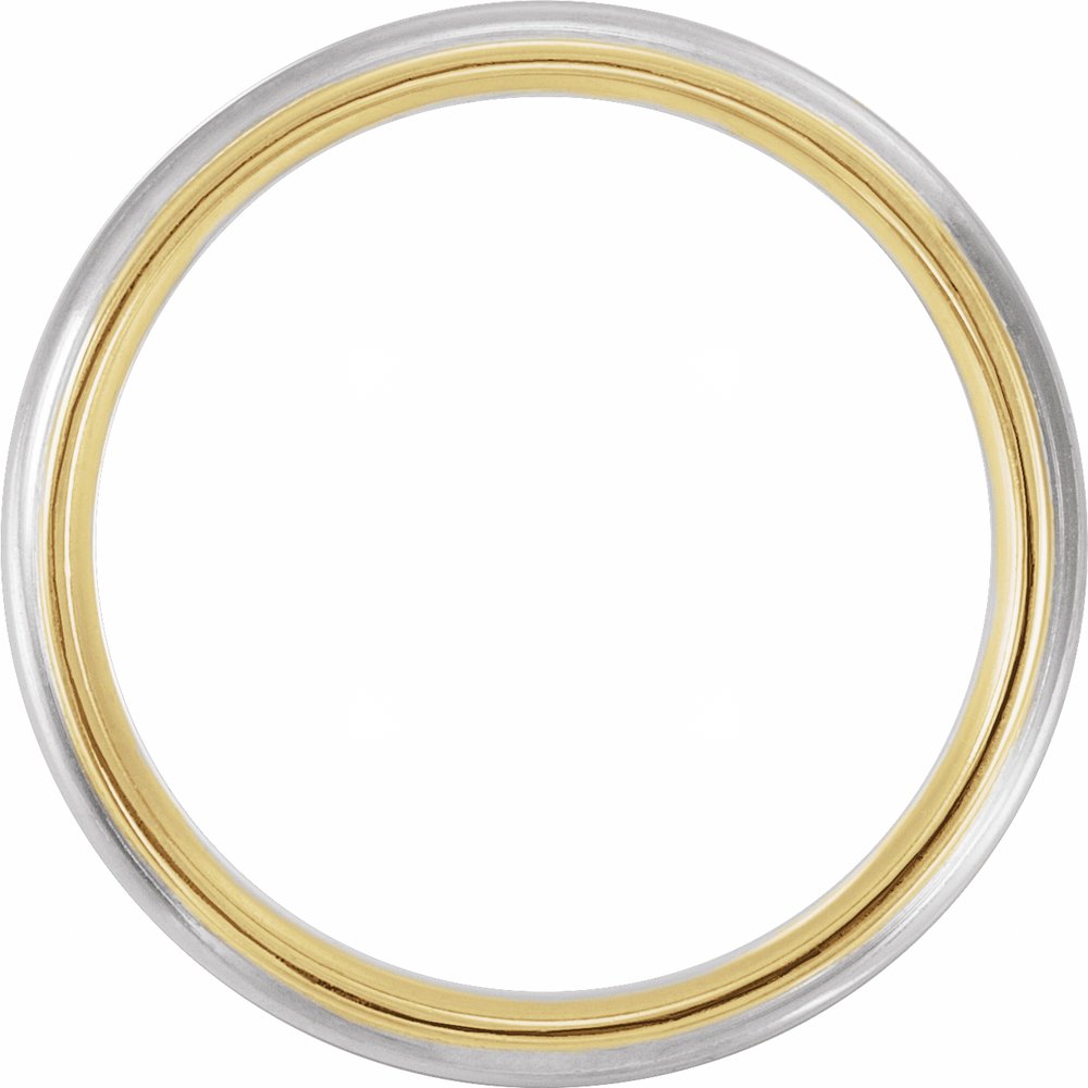 14K Yellow/White/Yellow 6 mm Half Round Band with Milgrain  Size 11