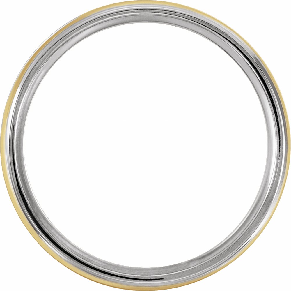 14K White/Yellow/White Gold 6 mm Grooved Comfort-Fit Half Round Band Size 9.5