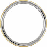 14K White/Yellow/White Gold 6 mm Grooved Comfort-Fit Half Round Band Size 9.5