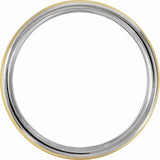 14K White/Yellow/White Gold 6 mm Grooved Comfort-Fit Half Round Band Size 11.5