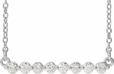 14K White Gold 1/4 CTW Natural Diamond Bar 18" Necklace 