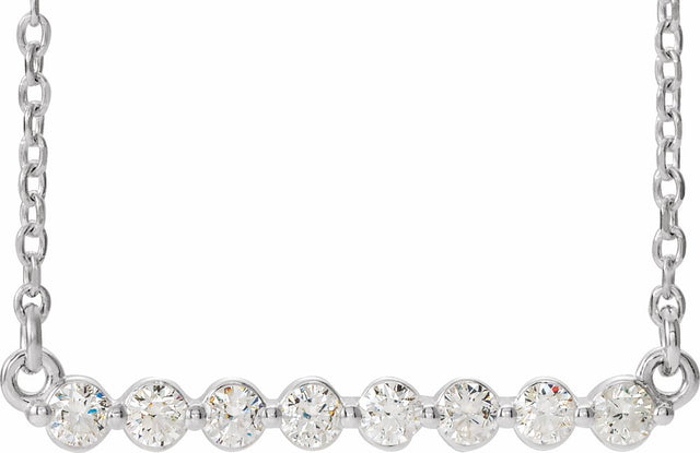 14K White Gold 1/4 CTW Natural Diamond Bar 16" Necklace 