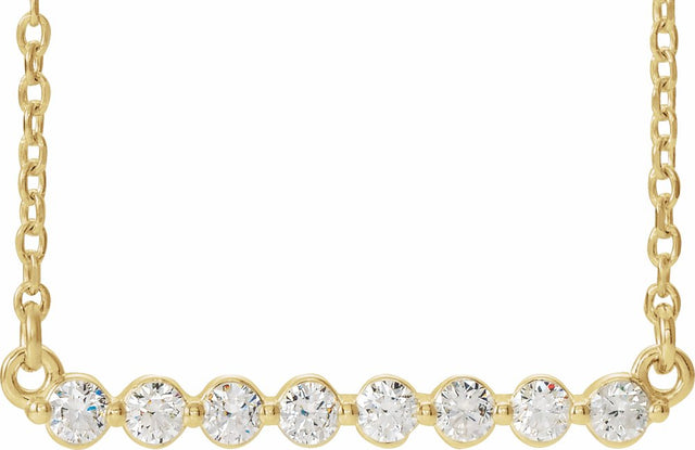 14K Yellow Gold 1/4 CTW Lab-Grown Diamond Bar 18" Necklace