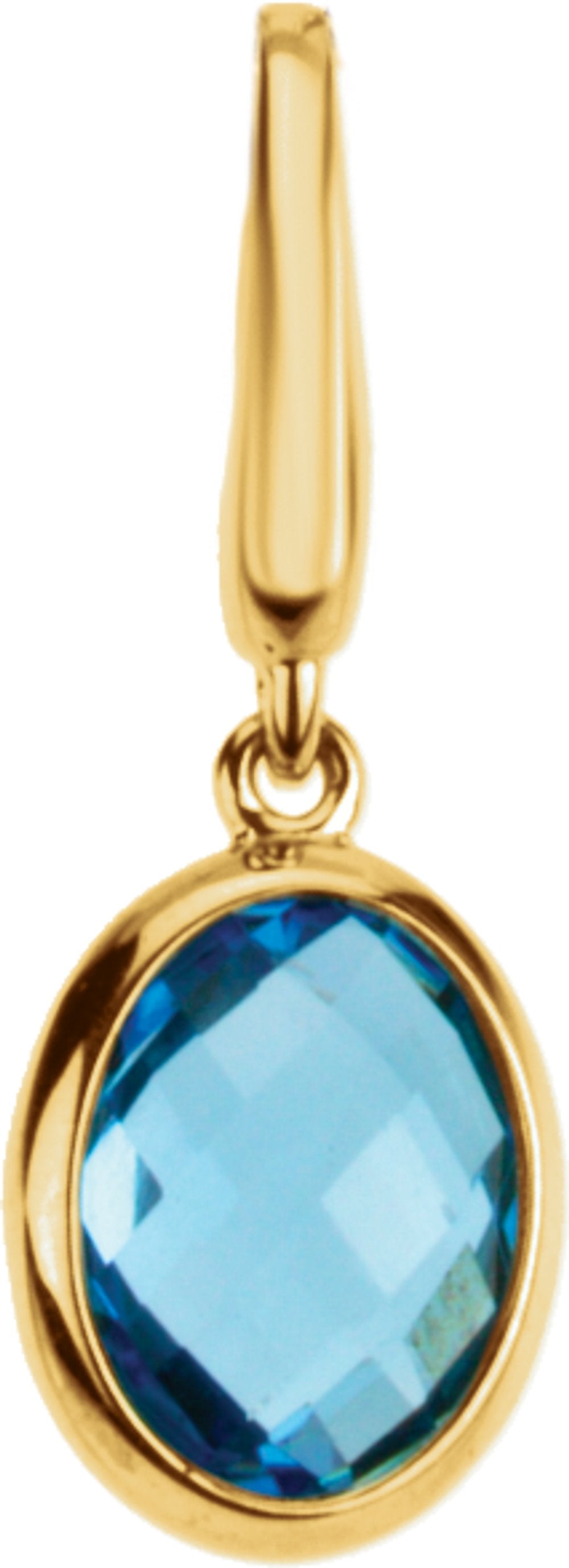 14K Yellow Checkerboard Natural Swiss Blue Topaz Charm