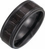 Black Titanium 8 mm Coin-Edge Band with Wood Inlay Size 9.5