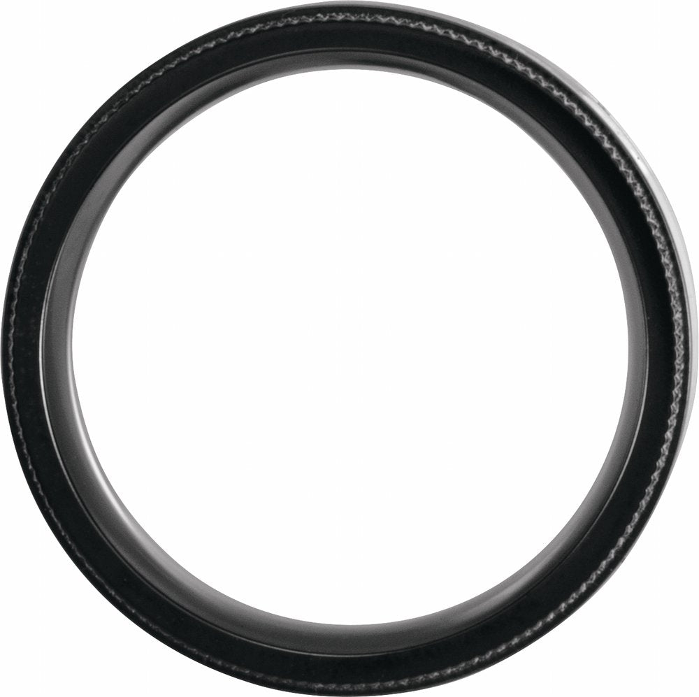 Black Titanium 8 mm Coin-Edge Band with Wood Inlay