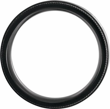 Black Titanium 8 mm Coin-Edge Band with Wood Inlay