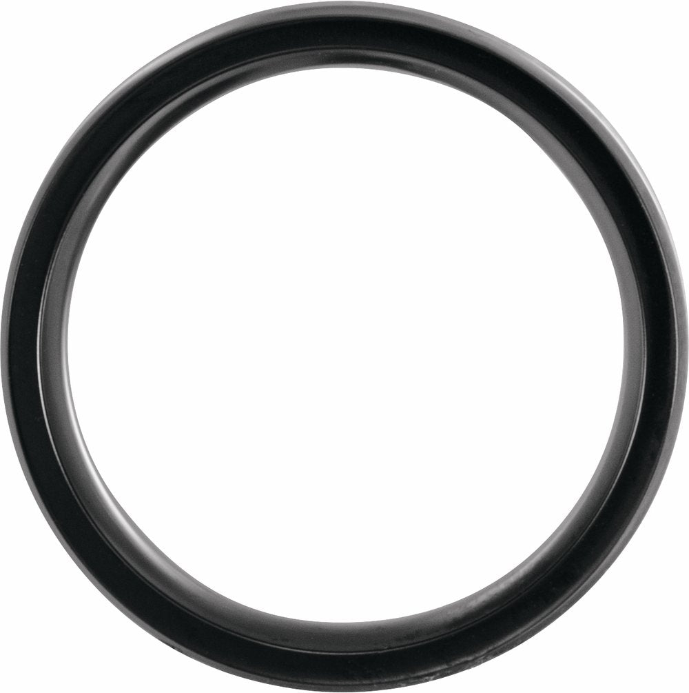 Band Black Titanium 8 mm Beveled-Edge Ebony Wood Inlay Comfort-Fit Band Size 7.5
