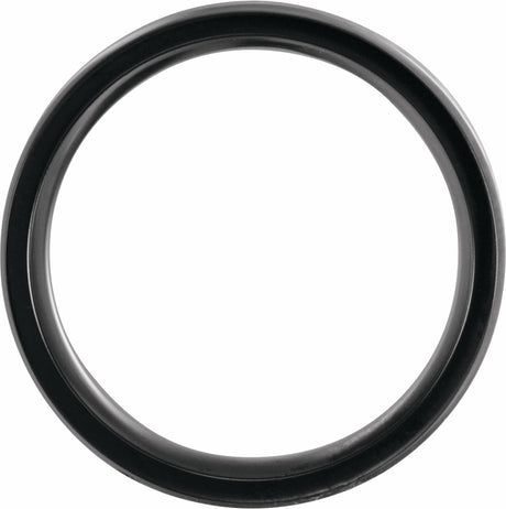Band Black Titanium 8 mm Beveled-Edge Ebony Wood Inlay Comfort-Fit Band Size 7.5