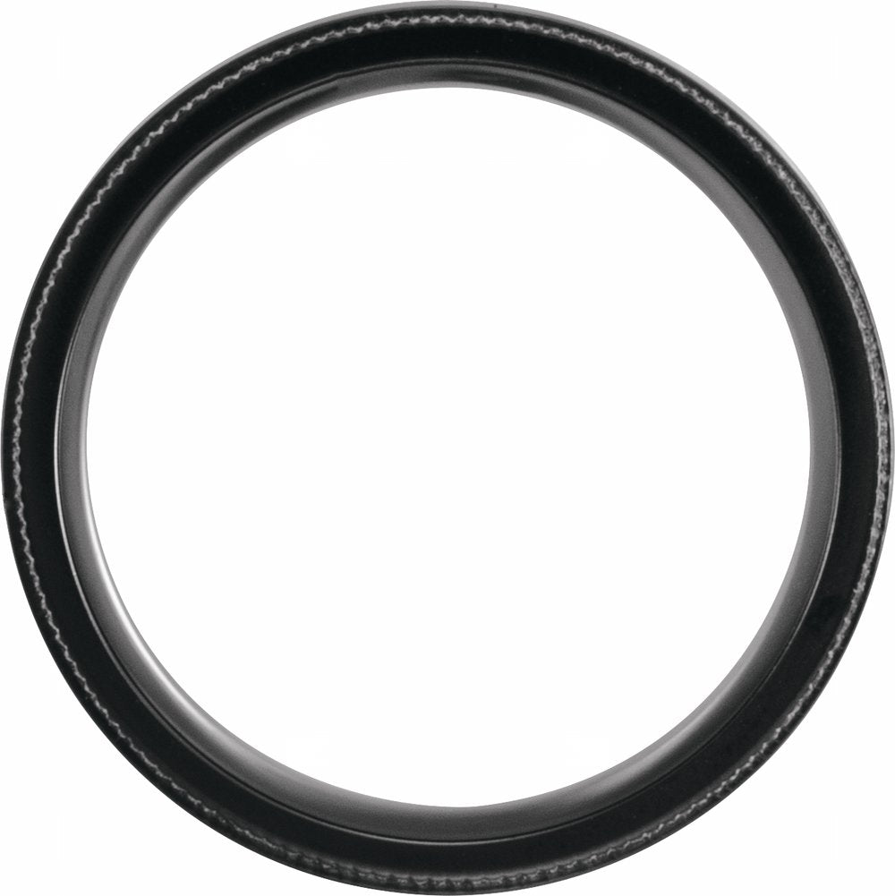 Black Titanium 8 mm Beveled-Edge Teak Wood Inlay Comfort-Fit Band Size 8