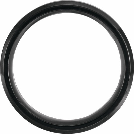 Black Titanium 8 mm Beveled-Edge Wood Inlay Comfort-Fit Band Size 7.5