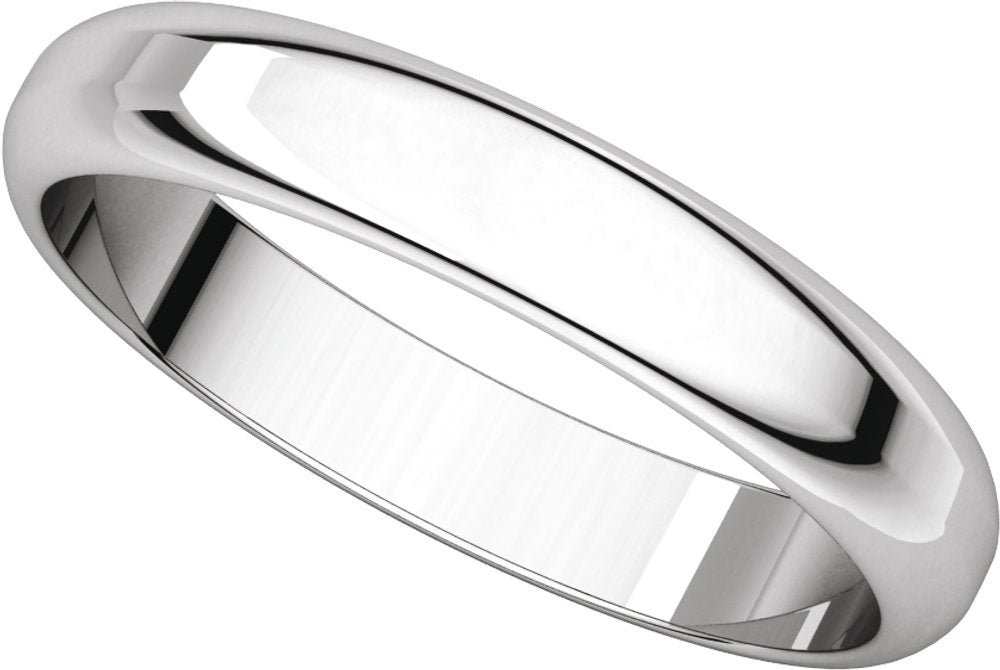 14K White 3.5 mm Half Round Band Size 10