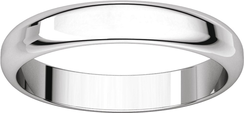 14K White 3.5 mm Half Round Band Size 10