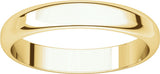14K Yellow Gold 3.5 mm Half Round Band Size 4.5