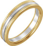 14K Yellow/White/Yellow 4 mm Grooved Comfort-Fit Half Round Band Size 7