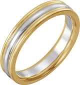 14K Yellow/White/Yellow Gold 4 mm Grooved Comfort-Fit Half Round Band Size 10