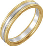 14K Yellow/White/Yellow Gold 4 mm Grooved Comfort-Fit Half Round Band Size 10