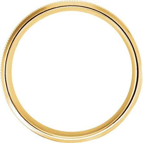 14K Yellow 6 mm Milgrain Beveled-Edge Comfort-Fit Half Round Band Size 11.5