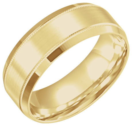 14K Yellow 6 mm Milgrain Beveled-Edge Comfort-Fit Half Round Band Size 5.5