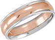 14K White/Rose/White Gold 6 mm Grooved Comfort-Fit Half Round Band Size 10