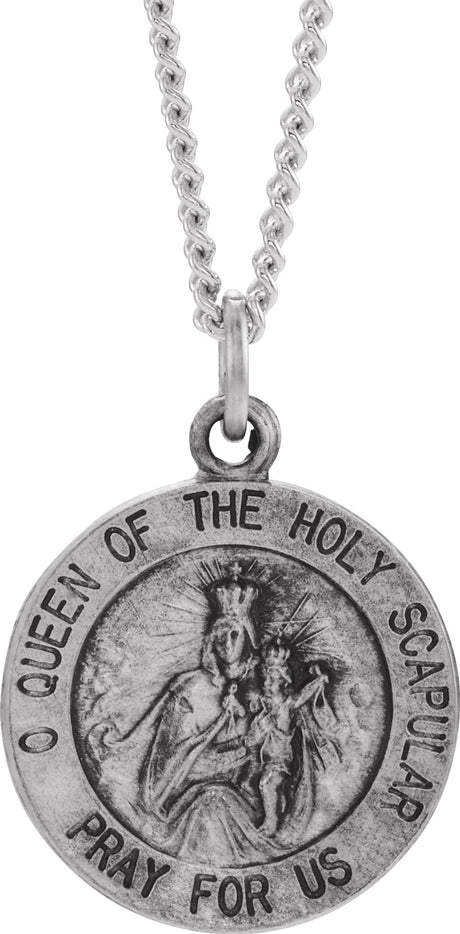 Sterling Silver 15 mm Round Scapular 18" Necklace
