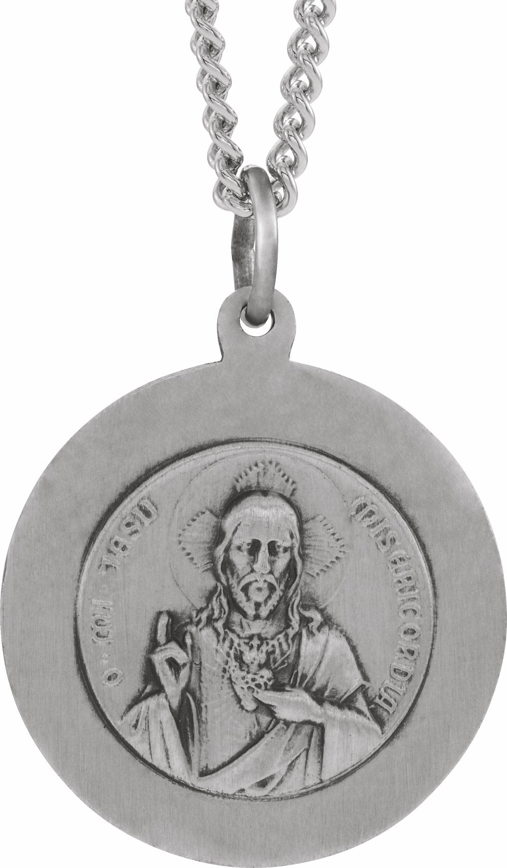 Sterling Silver 18 mm Round Scapular 18" Necklace