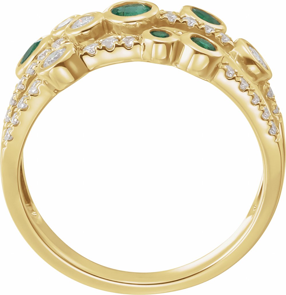 14K Yellow Natural Emerald & 3/8 CTW Natural Diamond Ring