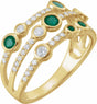 14K Yellow Natural Emerald & 3/8 CTW Natural Diamond Ring    