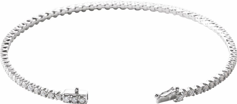 14K White Gold 2 CTW Natural Diamond Line 7" Bracelet