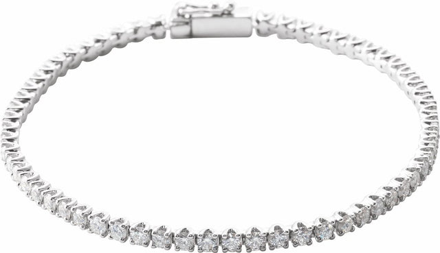 14K White 3 CTW Natural Diamond Line 7" Bracelet