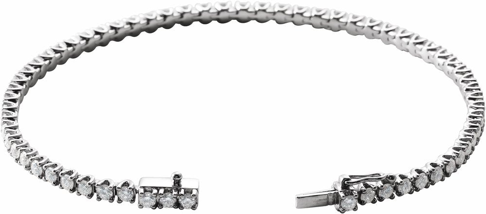 14K White 3 CTW Natural Diamond Line 7" Bracelet