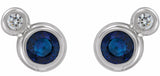 14K White 3 mm Lab-Grown Blue Sapphire & .03 CTW Natural Diamond Earrings