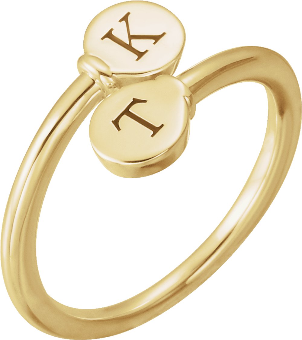 14K Yellow Engravable Bypass Ring