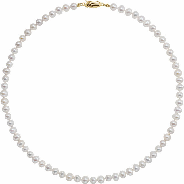 14K Yellow Gold Panache® Cultured White Freshwater Pearl 16" Necklace